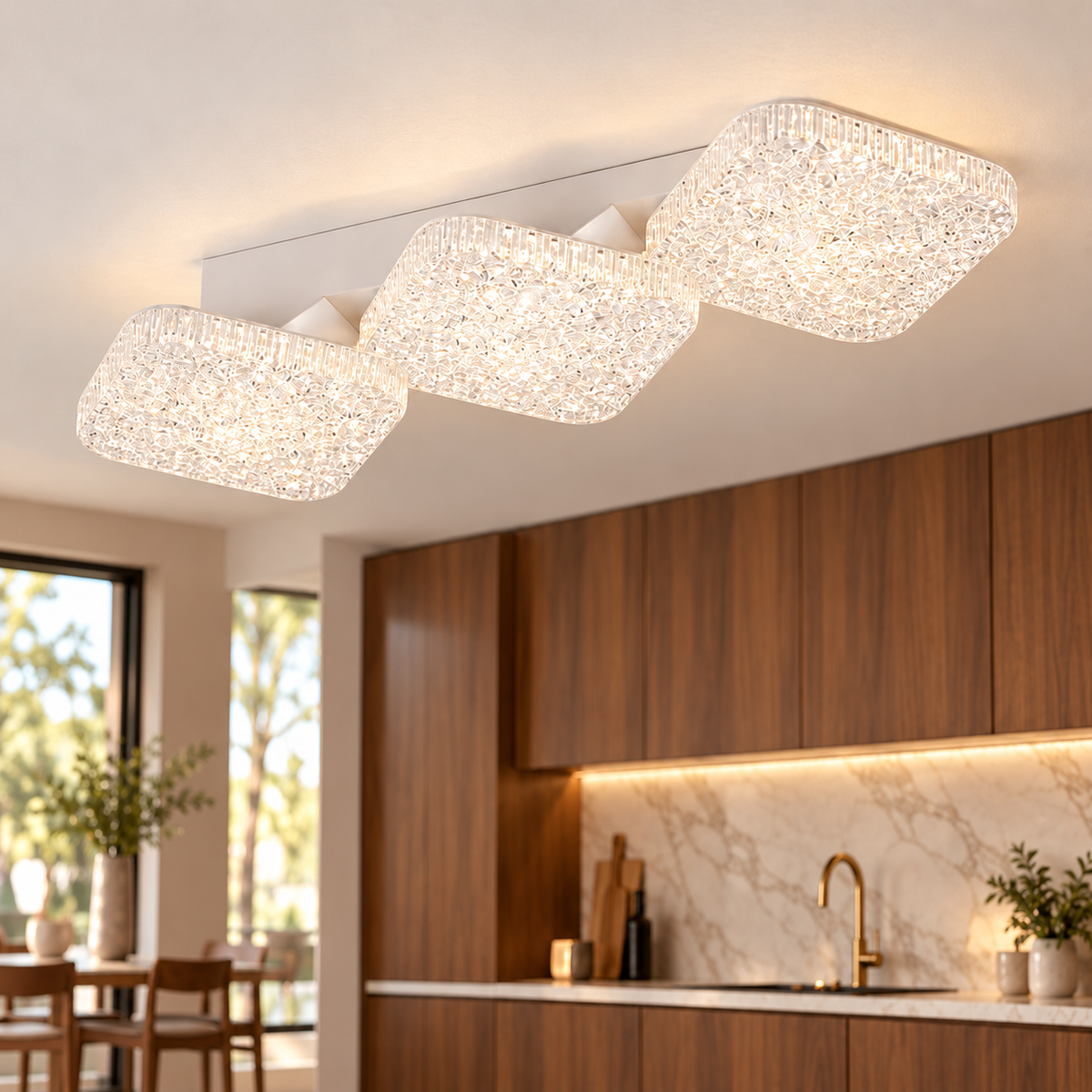 Lustra LED Aplicata Damyno White Echivalent 350W Telecomanda