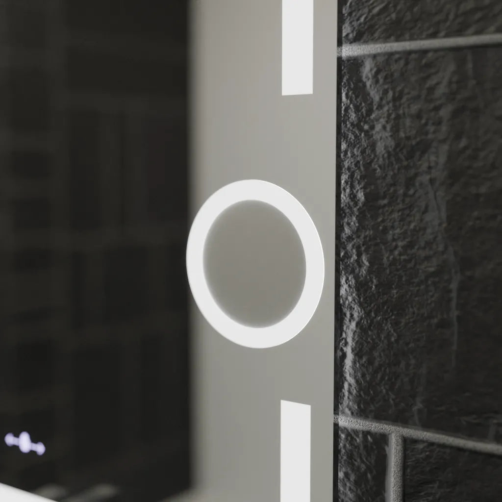 Oglinda LED 80x60cm, SENZOR, 3 Lumini, Dezaburire, Dimare, Ceas si Termometru