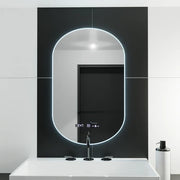 Oglinda LED 50x80cm Ovala, Senzor, 3 Lumini, Ceas, Dezaburire si Touch