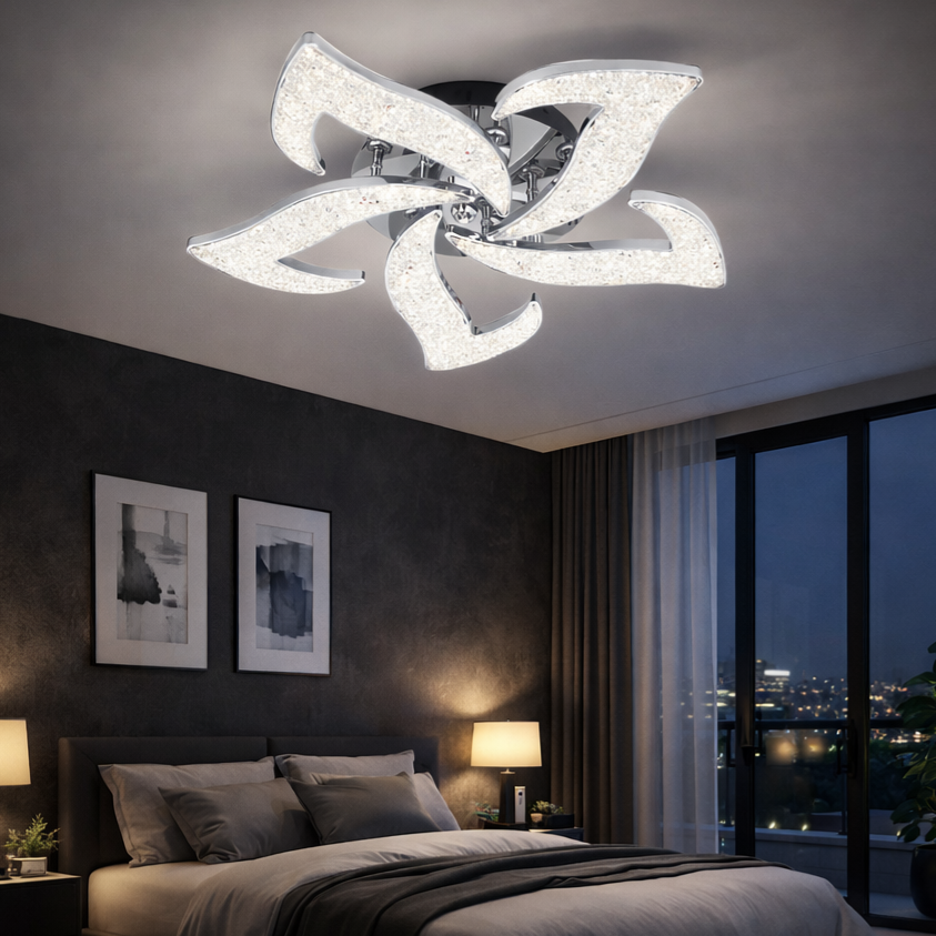 Lustra LED NARCISSE Sparkle Silver Echivalent 600W Telecomanda