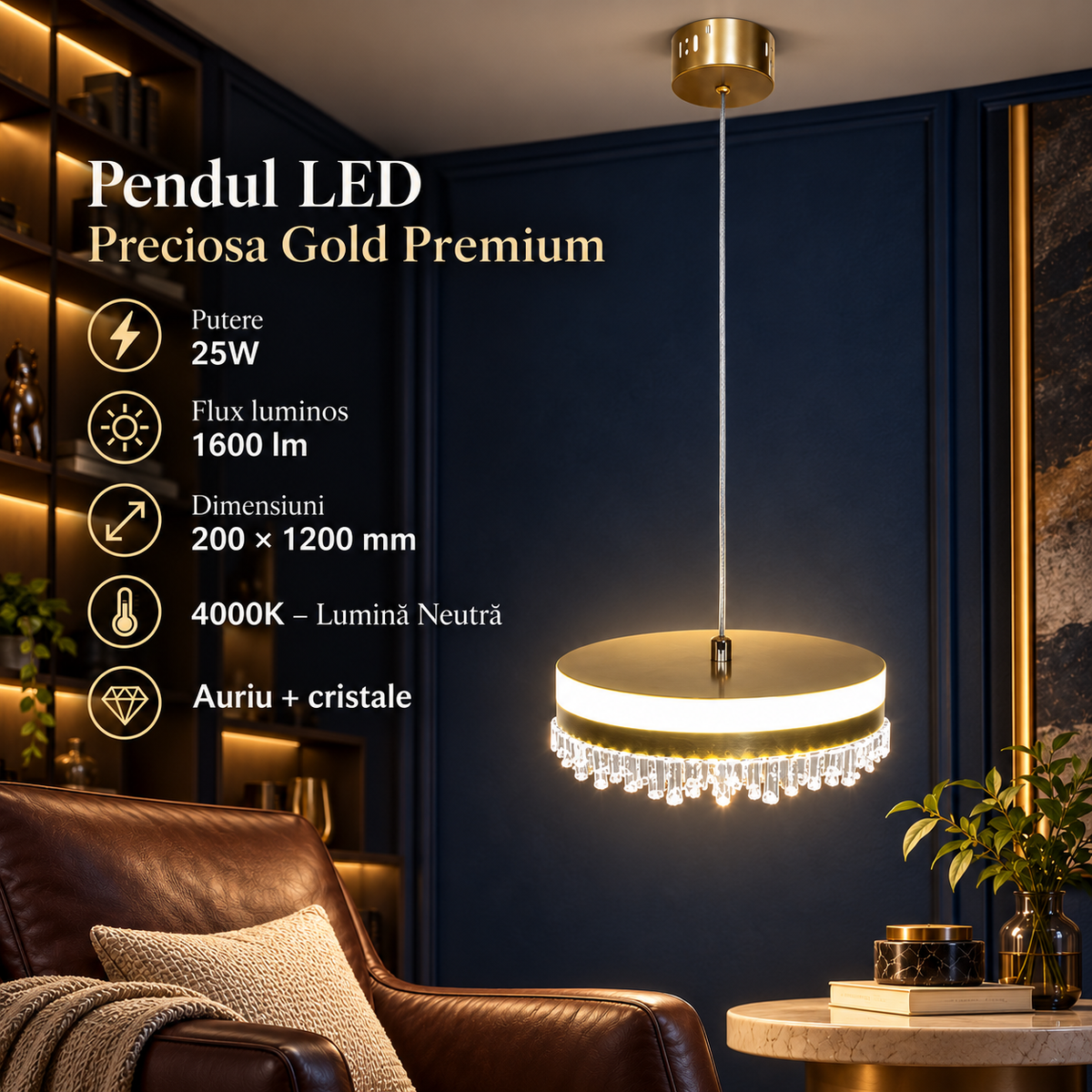 Pendul LED Preciosa Gold Premium Ø20CM