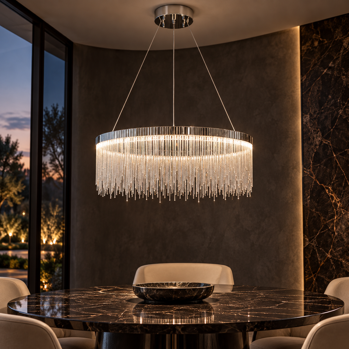 Lustra LED Suspendata Silver Chains Deluxe