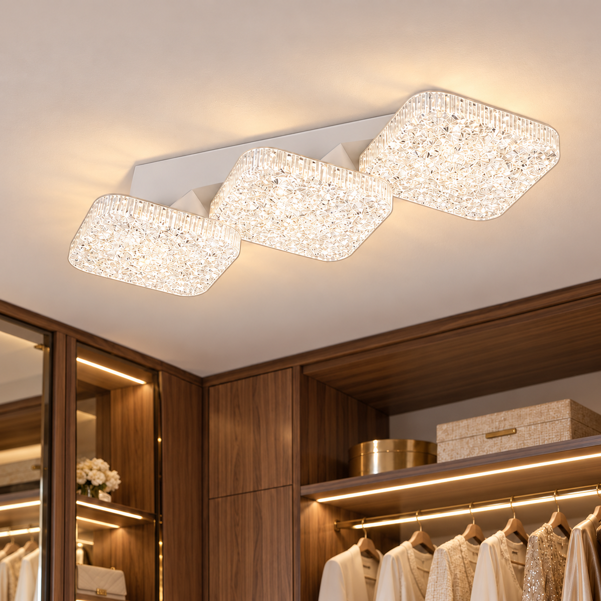 Lustra LED Aplicata Damyno White Echivalent 350W Telecomanda