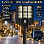 Lampa LED Solara Grand XL cu Senzor Miscare si Telecomanda 600W | 6400K