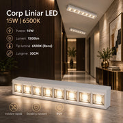 Corp Liniar LED Interconectabil Alb Moura 30CM | 15W | 6500K