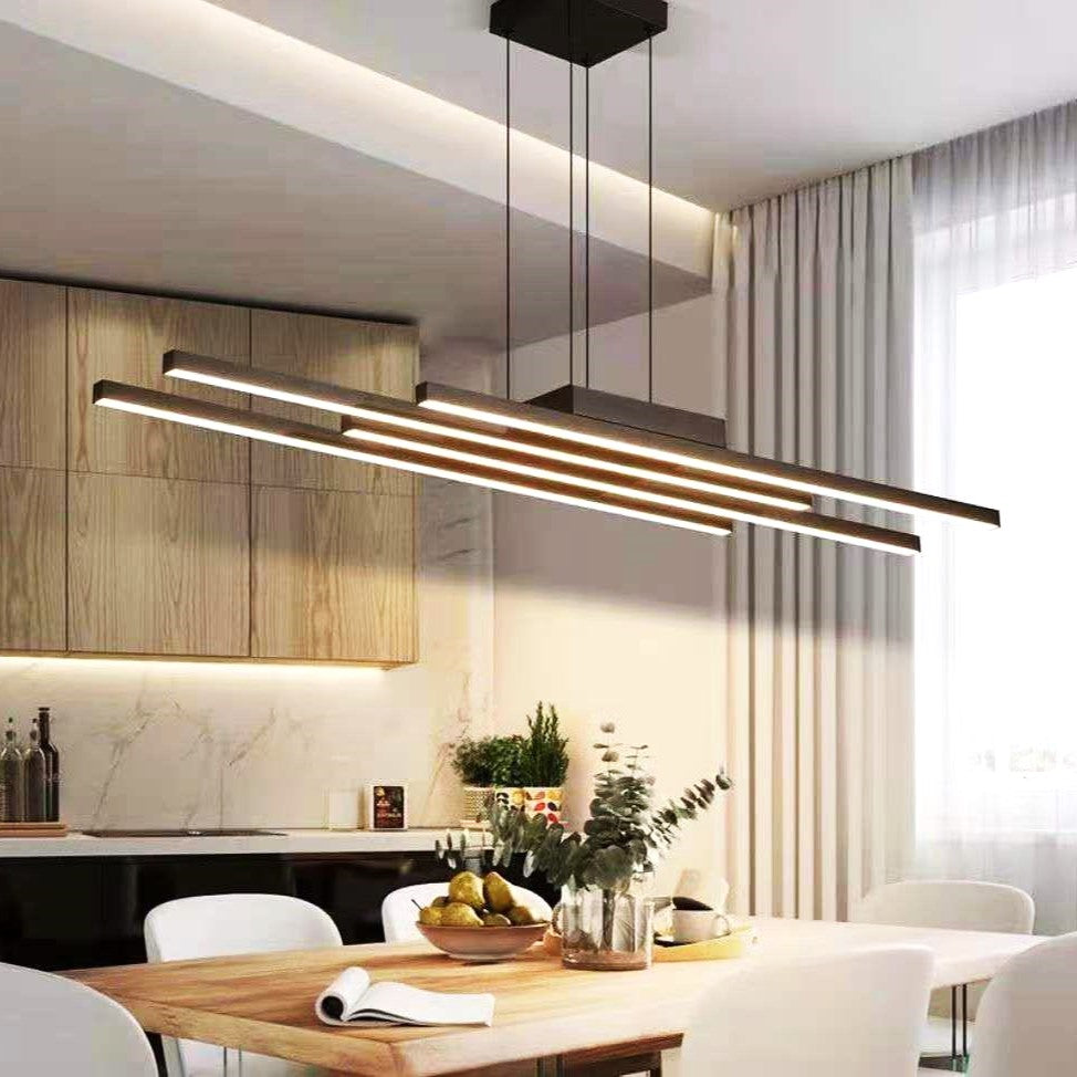 Lustra LED Suspendata 4 Linnes Black Echivalent 400W Telecomanda