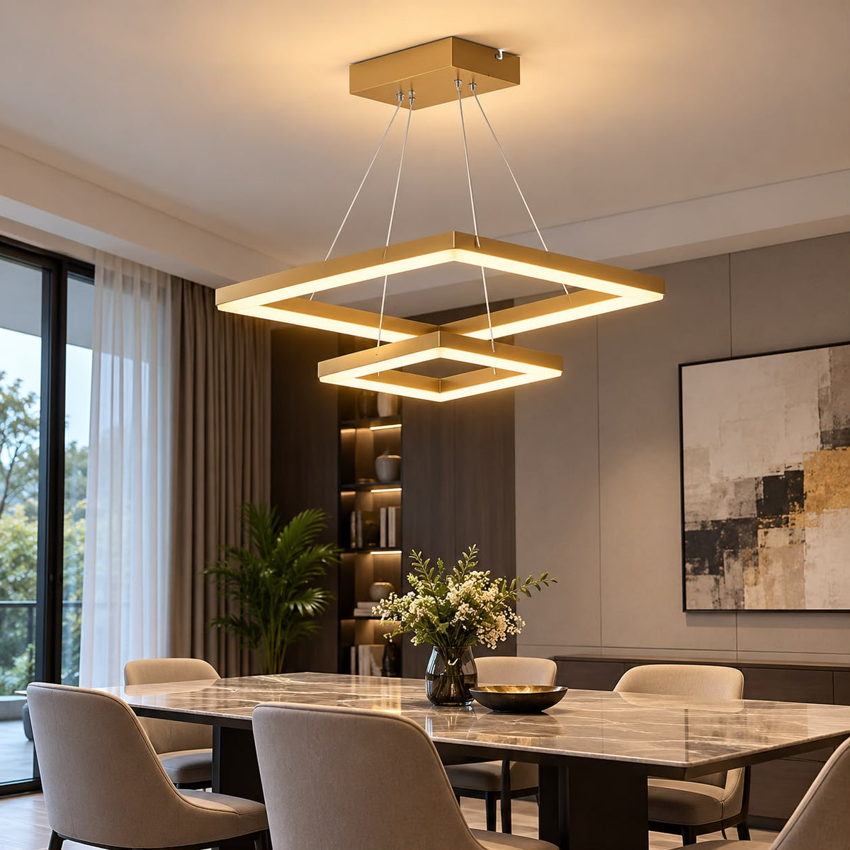 Lustra LED Suspendata Heryos Gold Echivalent 550W Telecomanda
