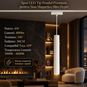 Spot LED Magnetic Tip Pendul Premium Hyper White 6W | H30CM | 24V | 3 Tipuri de Lumina