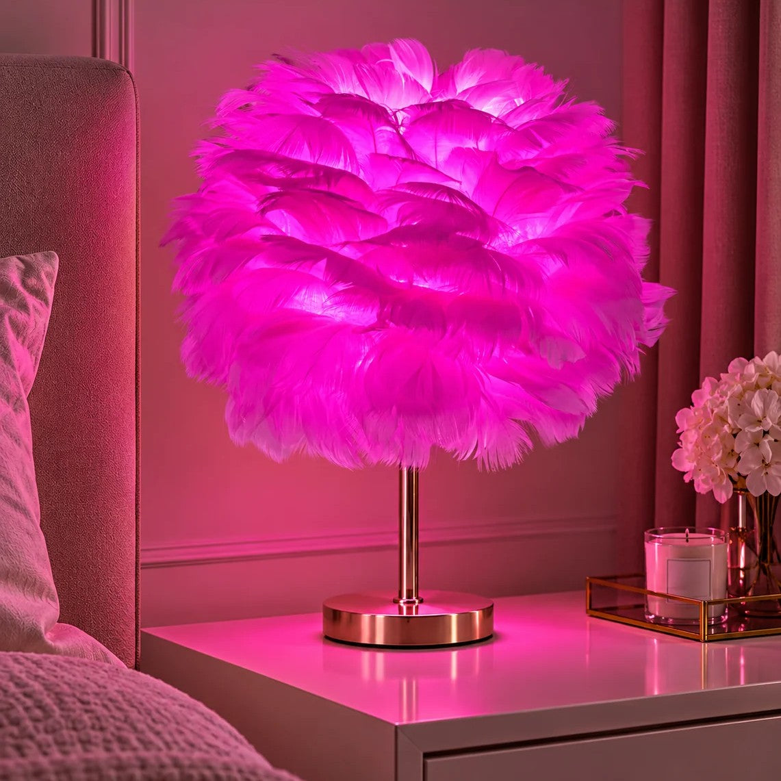 Veioza Neoclasica Nordic Style Feather Pink