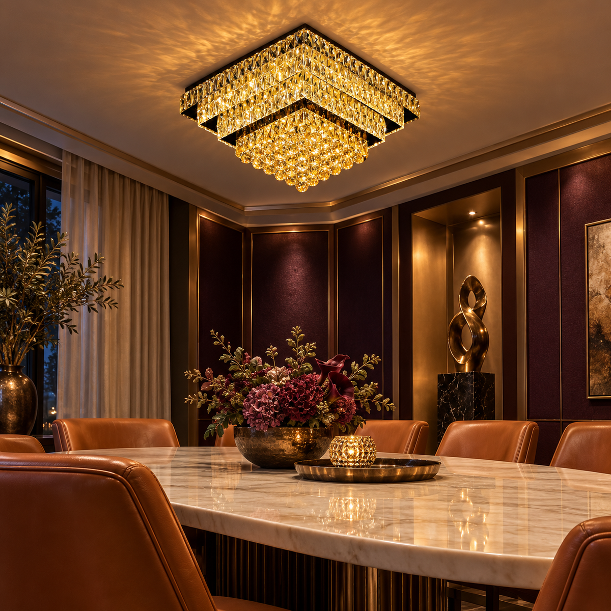 Lustra LED Cristal Aplicata Imperial Square Telecomanda