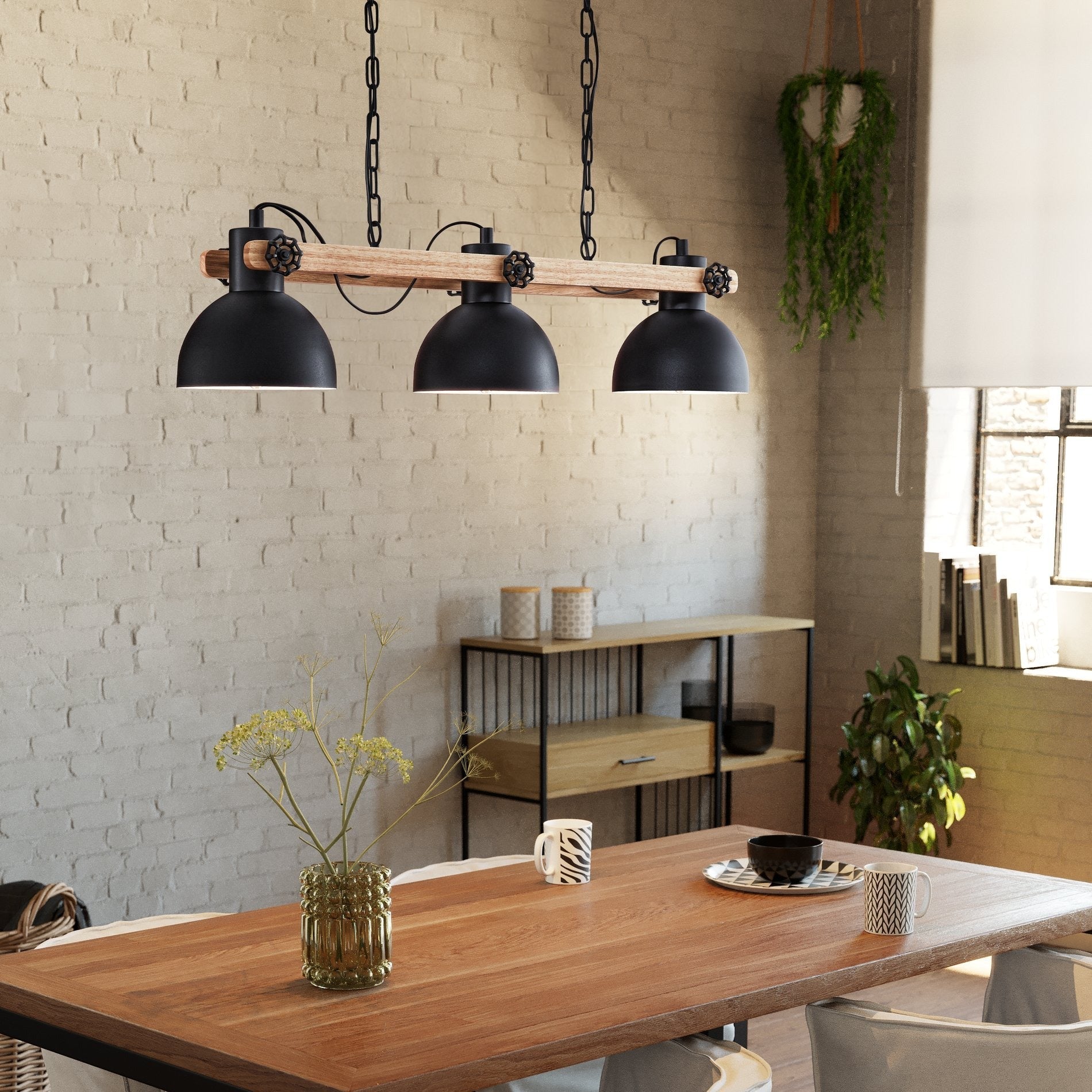 Lustra Suspendata LUBENHAM Black & Wood Eglo