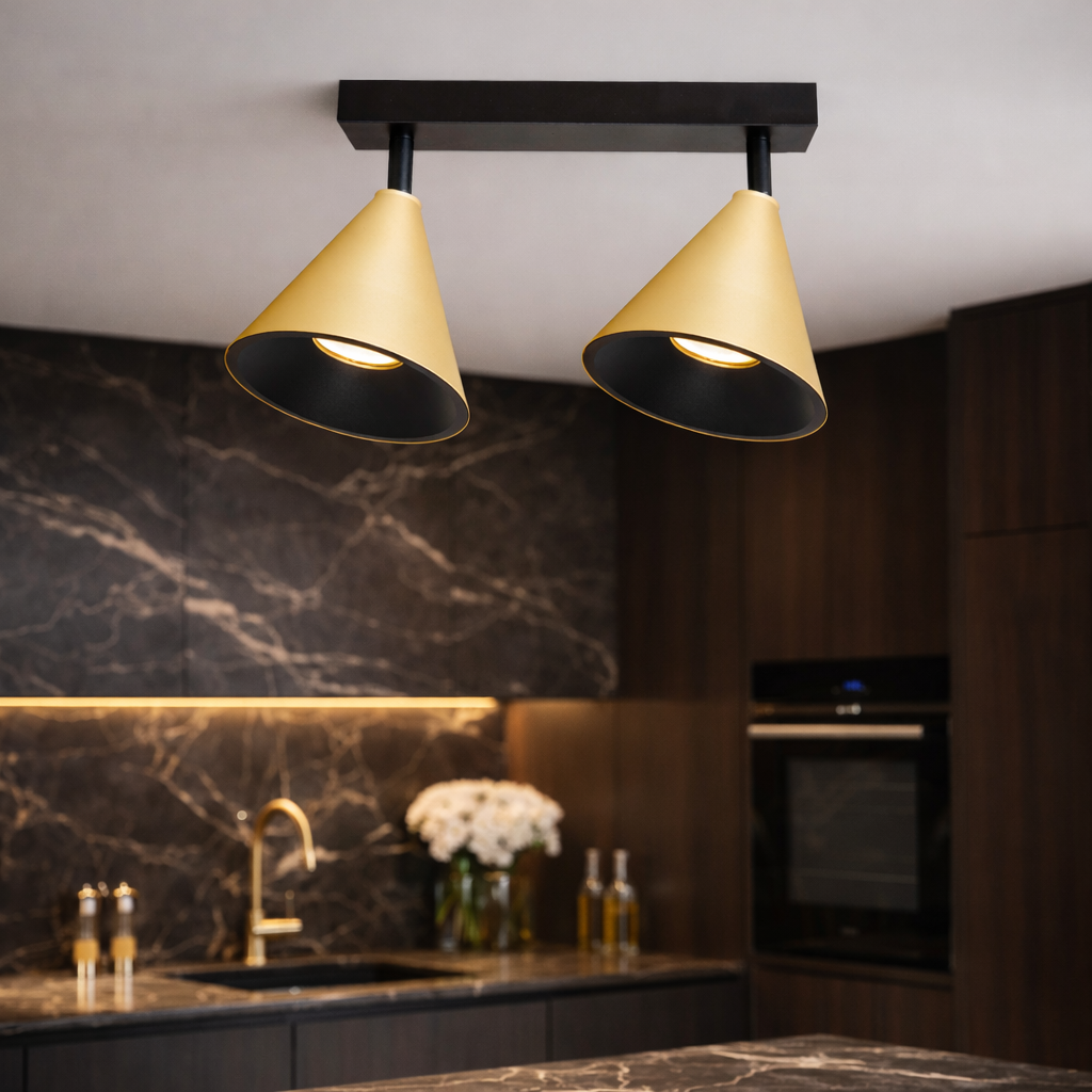 Lustra Cone Black & Gold Premium cu 2 Spoturi Reglabile