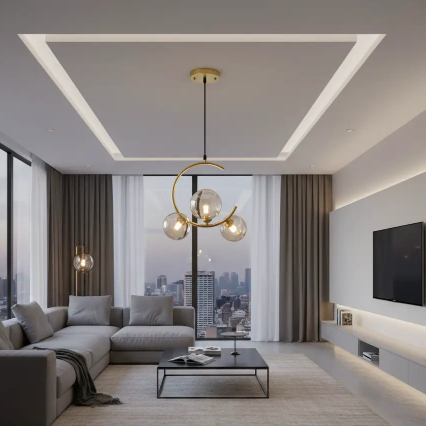 Pendul Nordic Abajur Fumuriu 3xE27 Gold