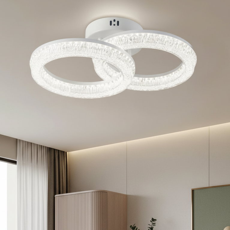 Lustra LED MATEO 2 Circle White Echivalent 300W Telecomanda