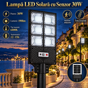 Lampa LED Solara Compact Pro cu Senzor Miscare si Telecomanda 30W | 6400K