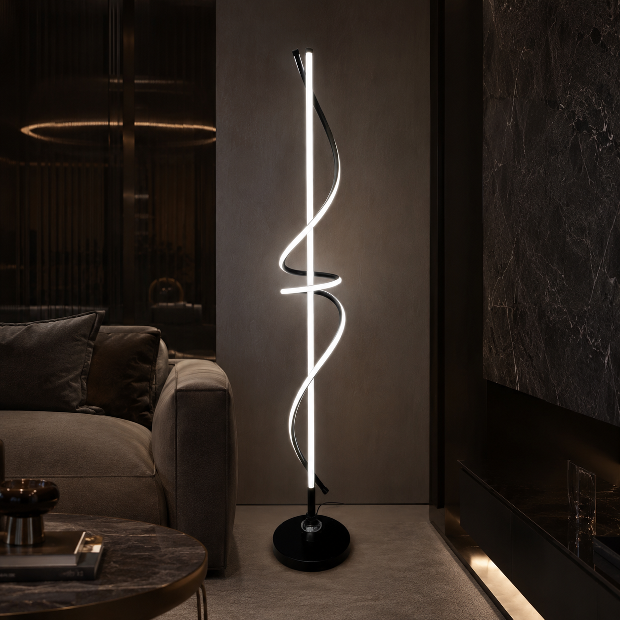 Lampadar LED 145CM 48W GORK Black 3 Functii de Lumina