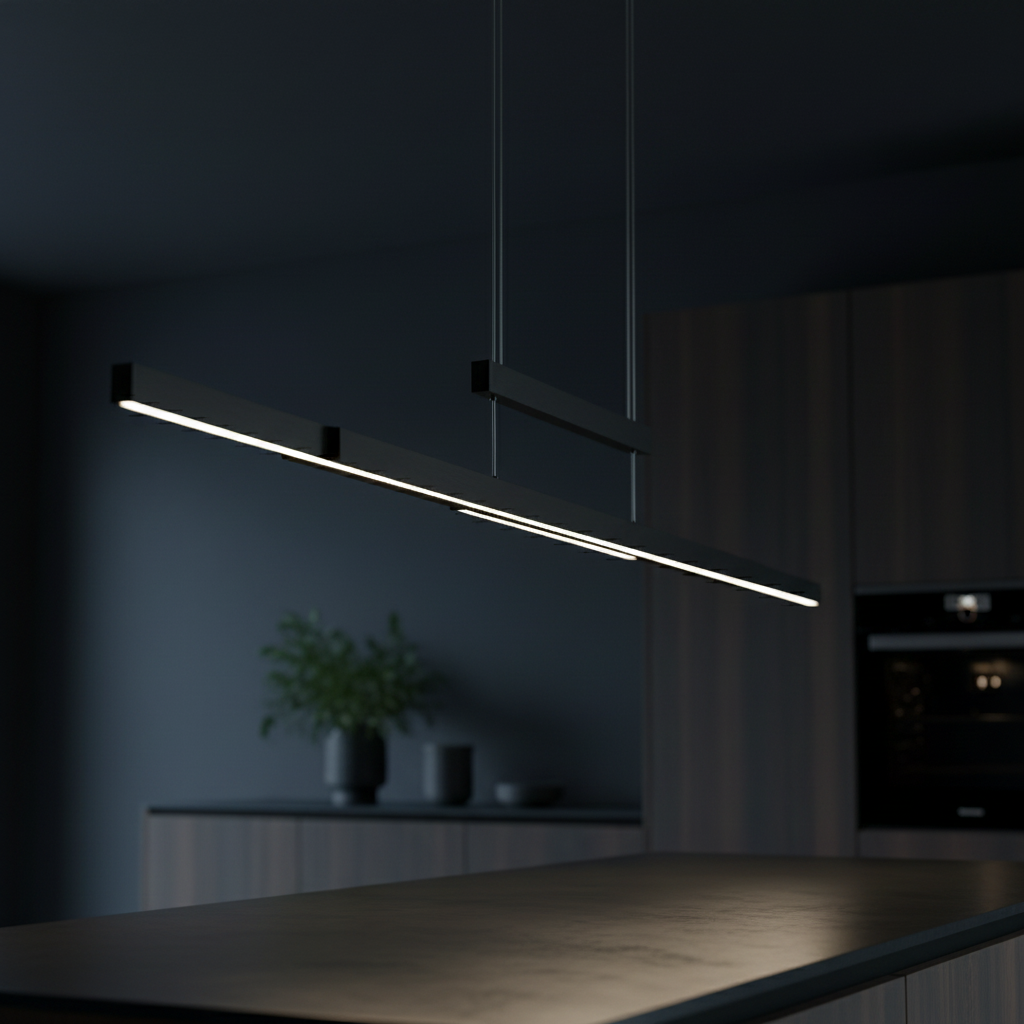 Lustra LED Suspendata Black 150CM ENZO Liniara Echivalent 350W