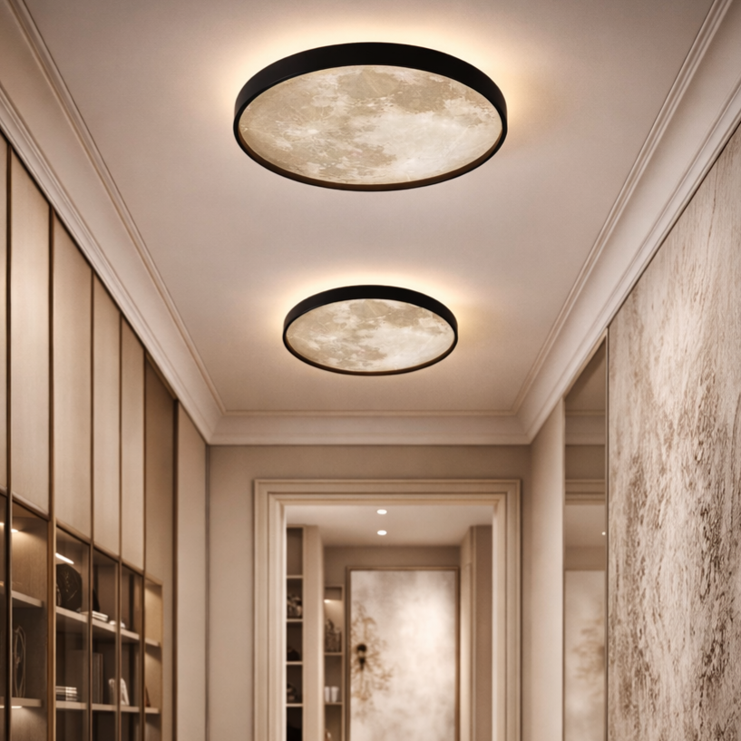 Plafoniera LED Mini MOON Neagra 40cm Echivalent 200W