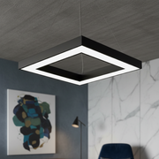 Lustra LED Suspendata RENZO Square Black Telecomanda Echivalent 300W