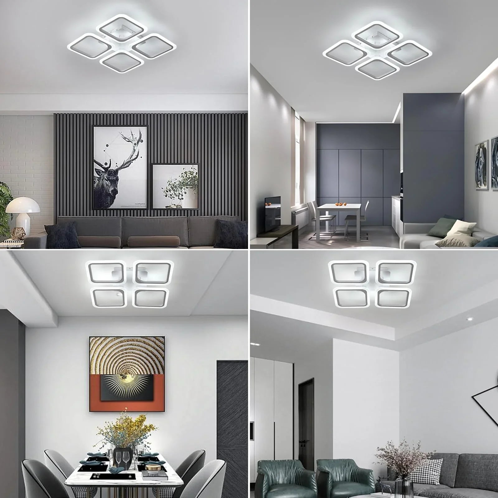Lustra LED 4 SQUARES SONNE Alb Echivalent 700W Telecomanda