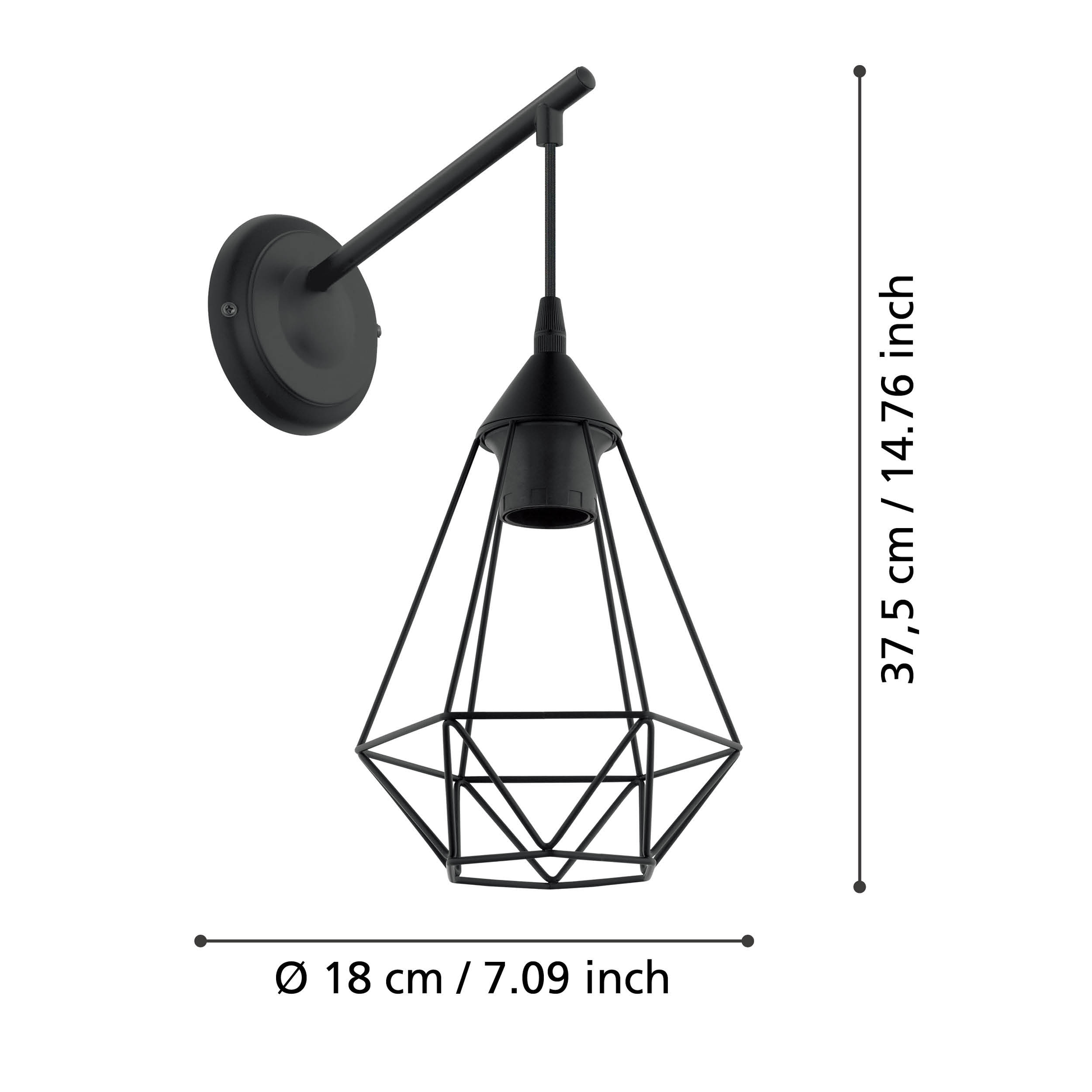 Aplica 1xE27 TARBES EGLO 49081 APLICA PERETE / NEAGRA Wall Light Fixtures