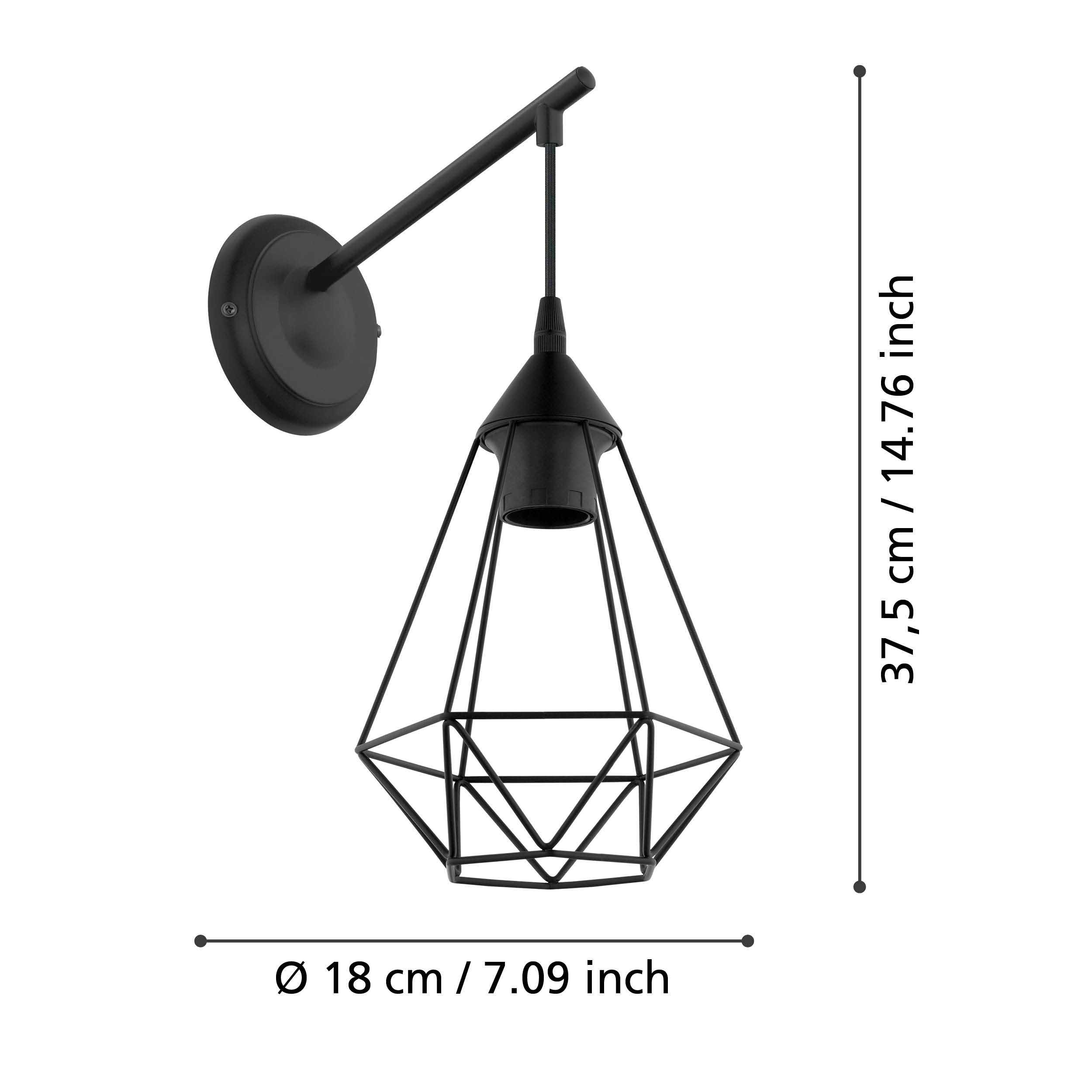 Aplica 1xE27 TARBES EGLO 49081 APLICA PERETE / NEAGRA Wall Light Fixtures