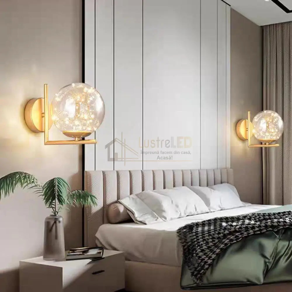 Aplica Abajur Transparent Sparkle Gold lustreled.ro