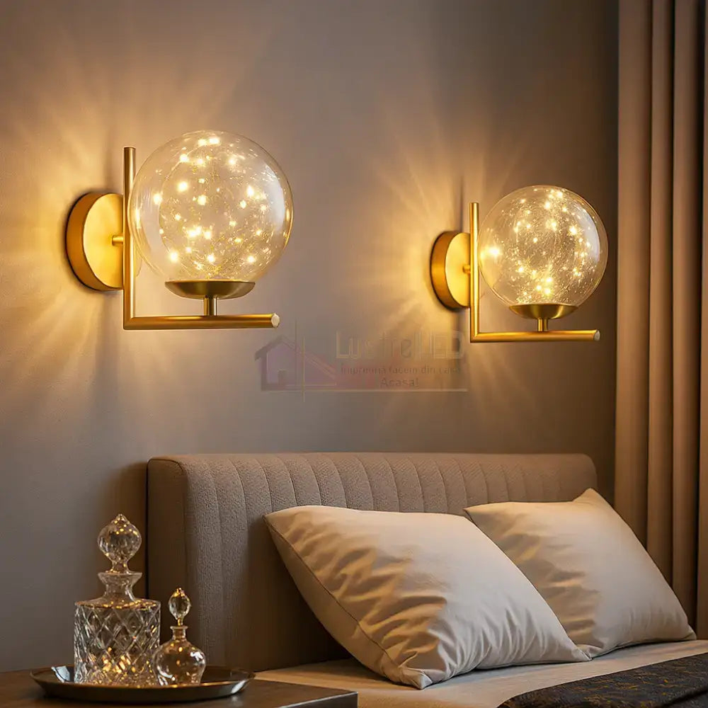 Aplica Abajur Transparent Sparkle Gold AURIE / ABAJUR / APLICA PERETE Wall Light Fixtures