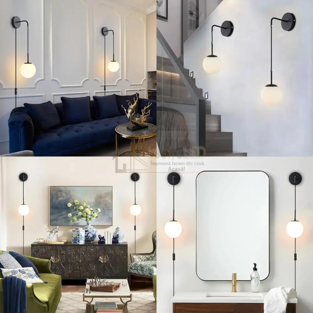 Aplica Ajustabila Nordic Style Black Abajur Mat NEAGRA / ABAJUR Wall Light Fixtures