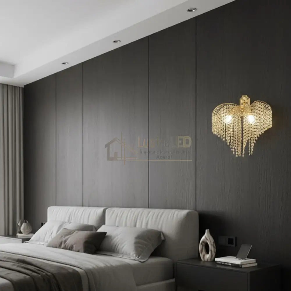 Aplica Cristal FREDA Gold 2xE14 Wall Light Fixtures