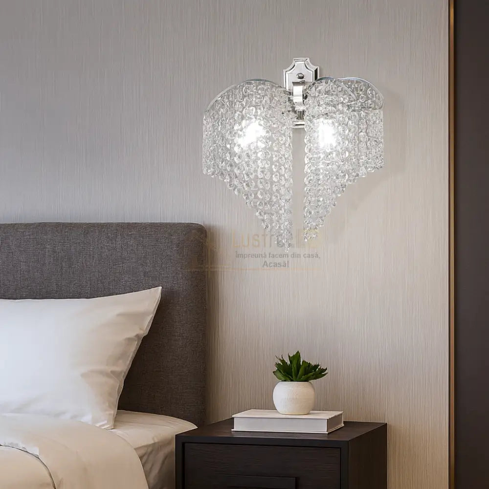 Aplica Cristal FREDA Silver 2xE14 Wall Light Fixtures