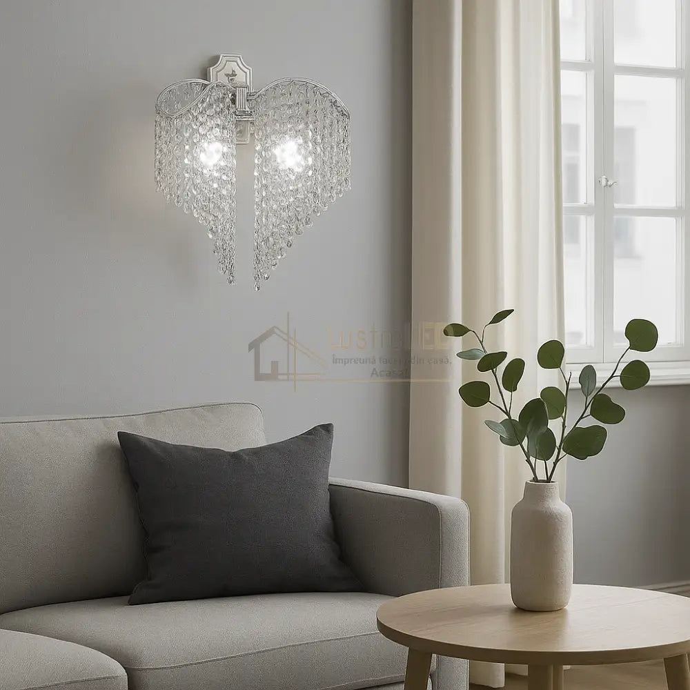 Aplica Cristal FREDA Silver 2xE14 Wall Light Fixtures