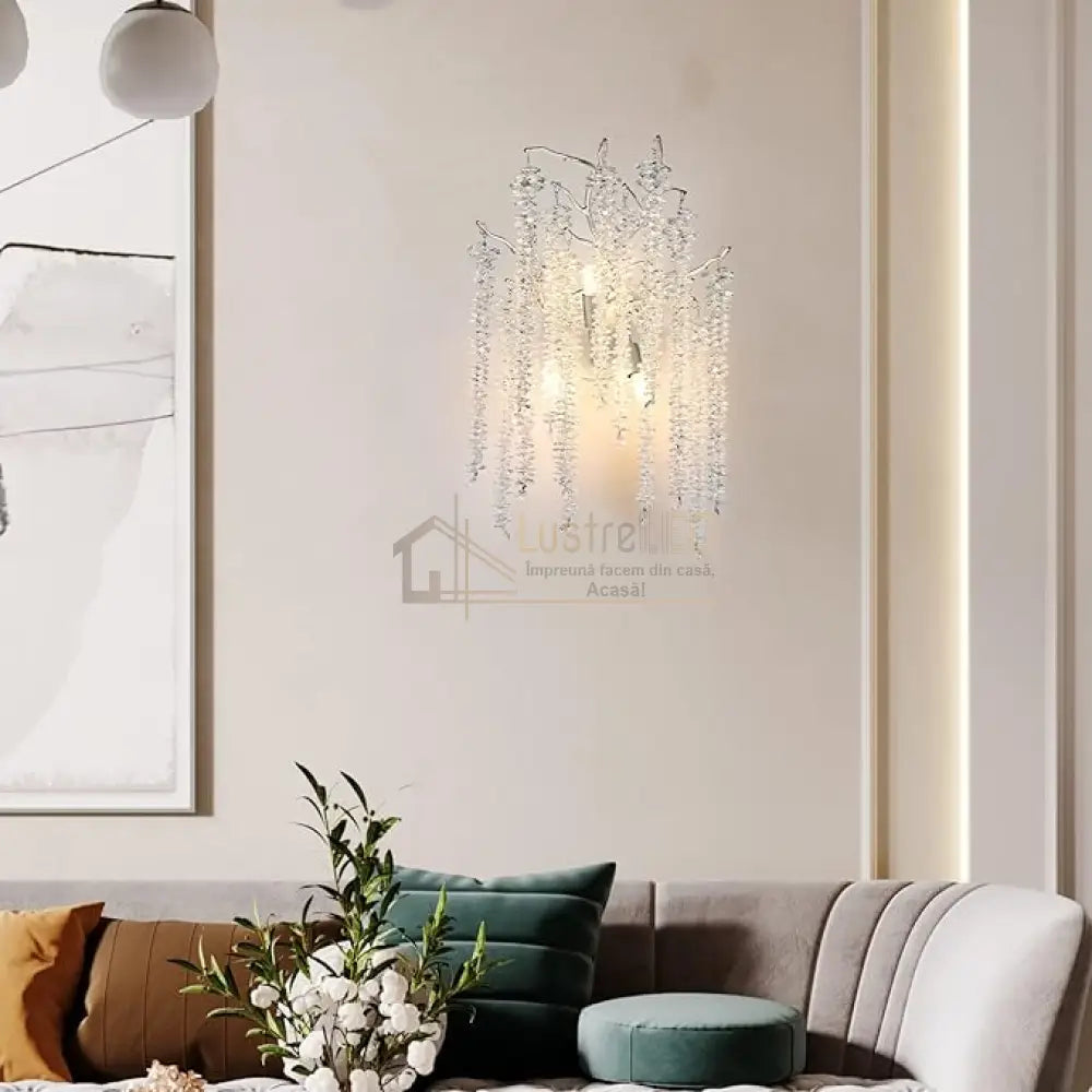 Aplica Cristal Silver Luxury Willow MINIMALIST DESIGN / ARGINTIE Wall Light Fixtures