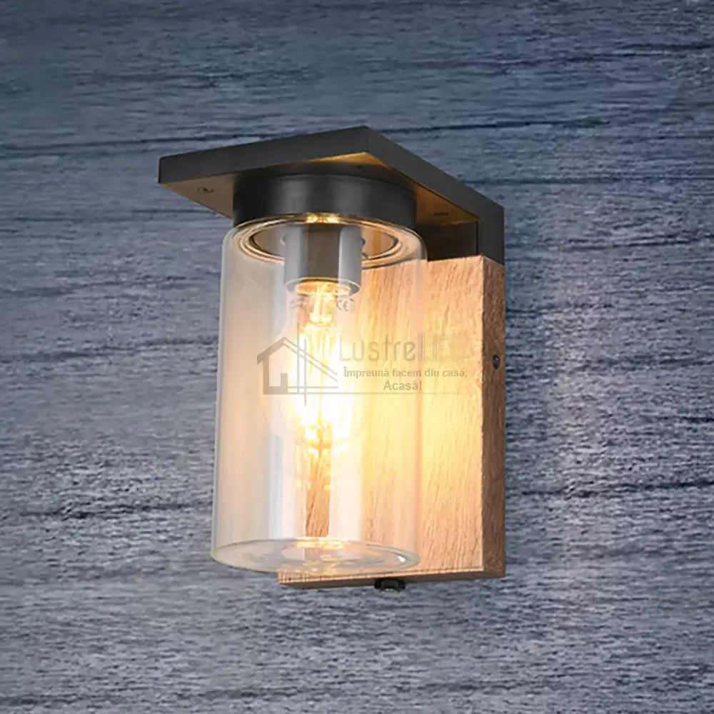 Aplica Exterior 1x27 cu Senzor Finisaj Tip Lemn MARO Wall Light Fixtures