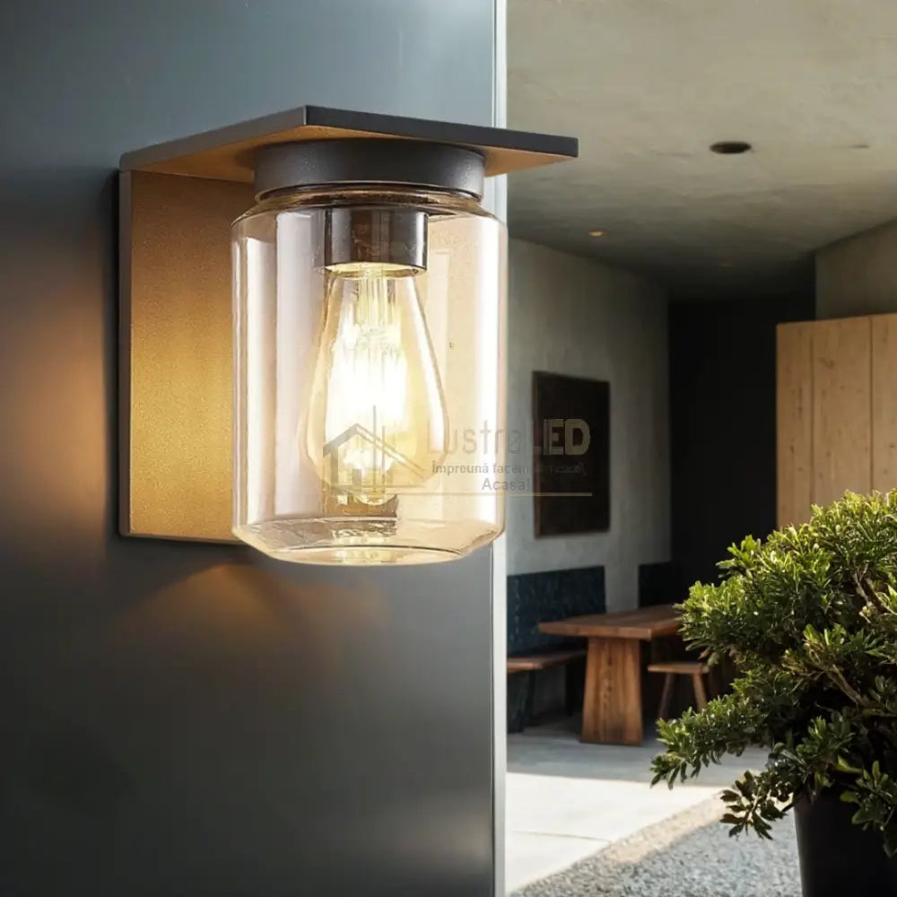 Aplica Exterior 1x27 Neagra cu Senzor NEAGRA Wall Light Fixtures