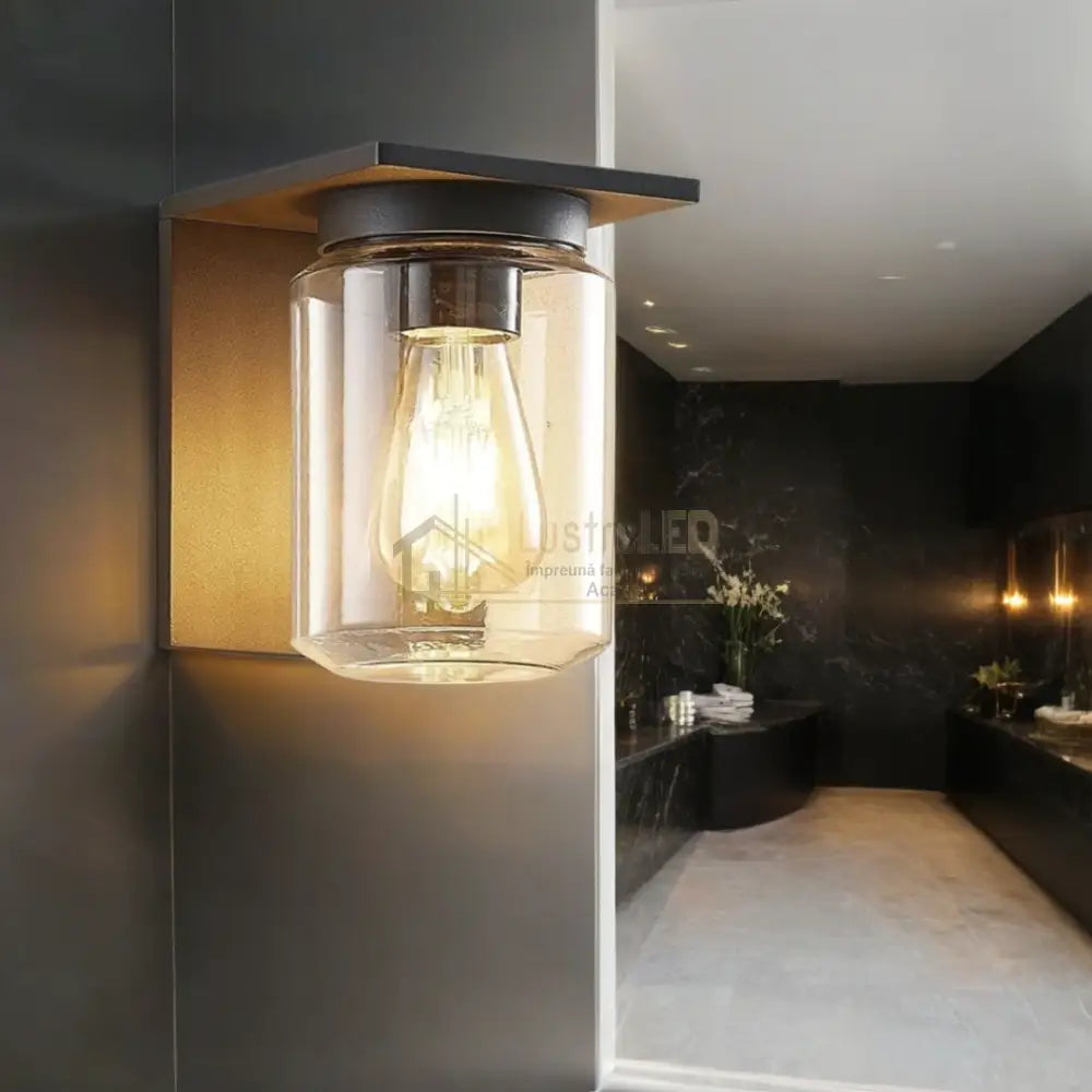 Aplica Exterior 1x27 Neagra cu Senzor NEAGRA Wall Light Fixtures