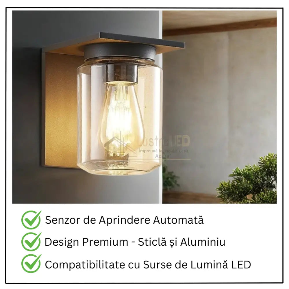 Aplica Exterior 1x27 Neagra cu Senzor NEAGRA Wall Light Fixtures