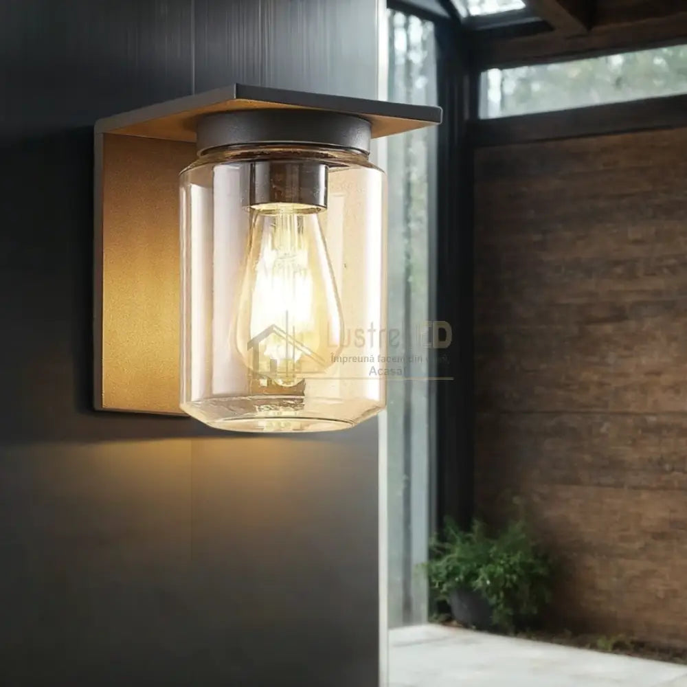 Aplica Exterior 1x27 Neagra cu Senzor NEAGRA Wall Light Fixtures