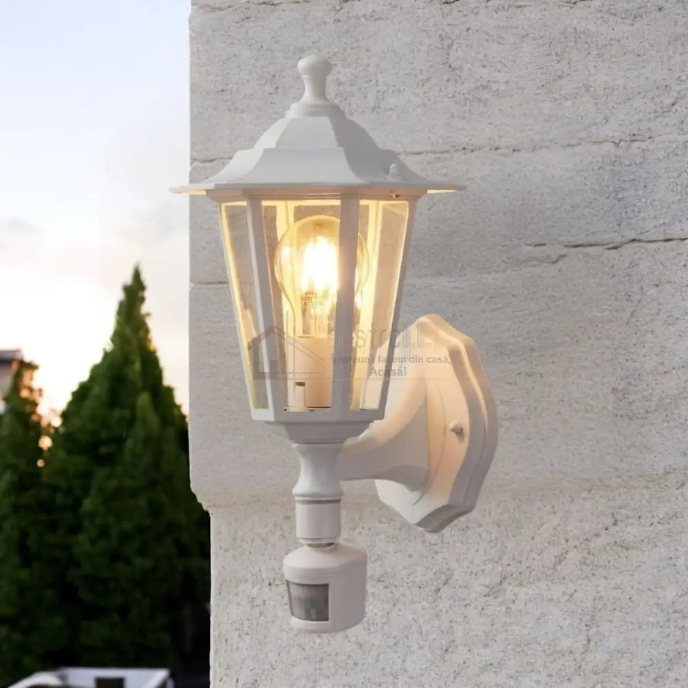 Aplica Exterior Tip Felinar cu Senzor LATERNA 5 White ALBA / APLICA PERETE Wall Light Fixtures