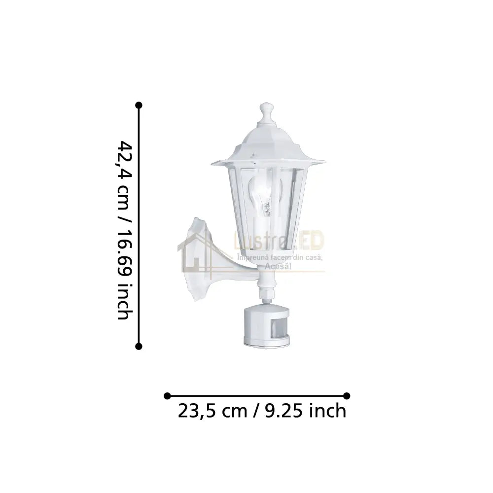 Aplica Exterior Tip Felinar cu Senzor LATERNA 5 White ALBA / APLICA PERETE Wall Light Fixtures