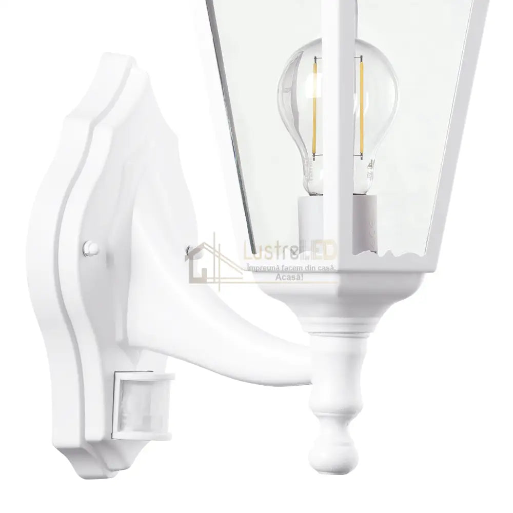 Aplica Exterior Tip Felinar cu Senzor NAVEDO White ALBA / APLICA PERETE Wall Light Fixtures