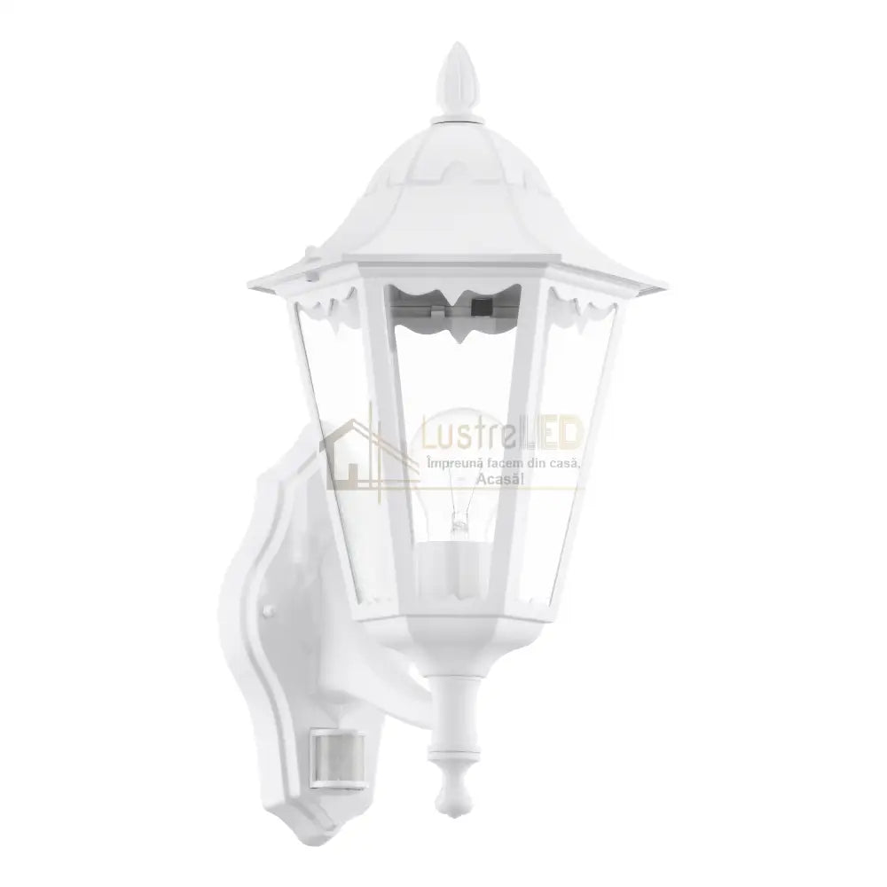Aplica Exterior Tip Felinar cu Senzor NAVEDO White ALBA / APLICA PERETE Wall Light Fixtures