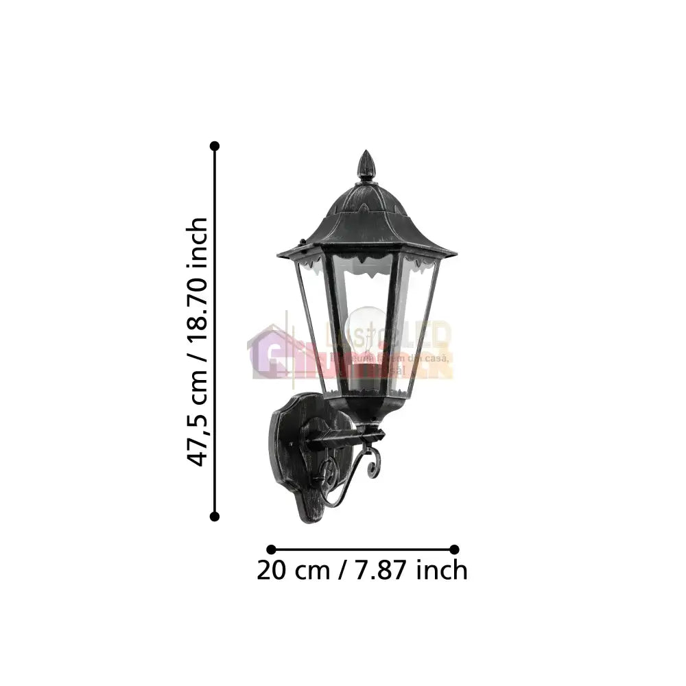 Aplica Exterior Tip Felinar NAVEDO Black & Silver 47CM NEAGRA / APLICA PERETE Wall Light Fixtures