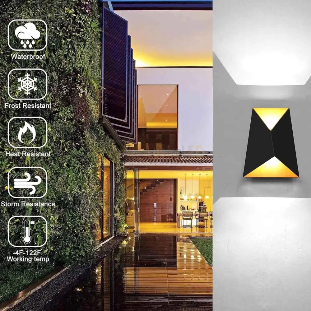 Aplica Led 10W Exterior Prisma Neagra Fy-666A/Bk + Gd Lighting Fixtures