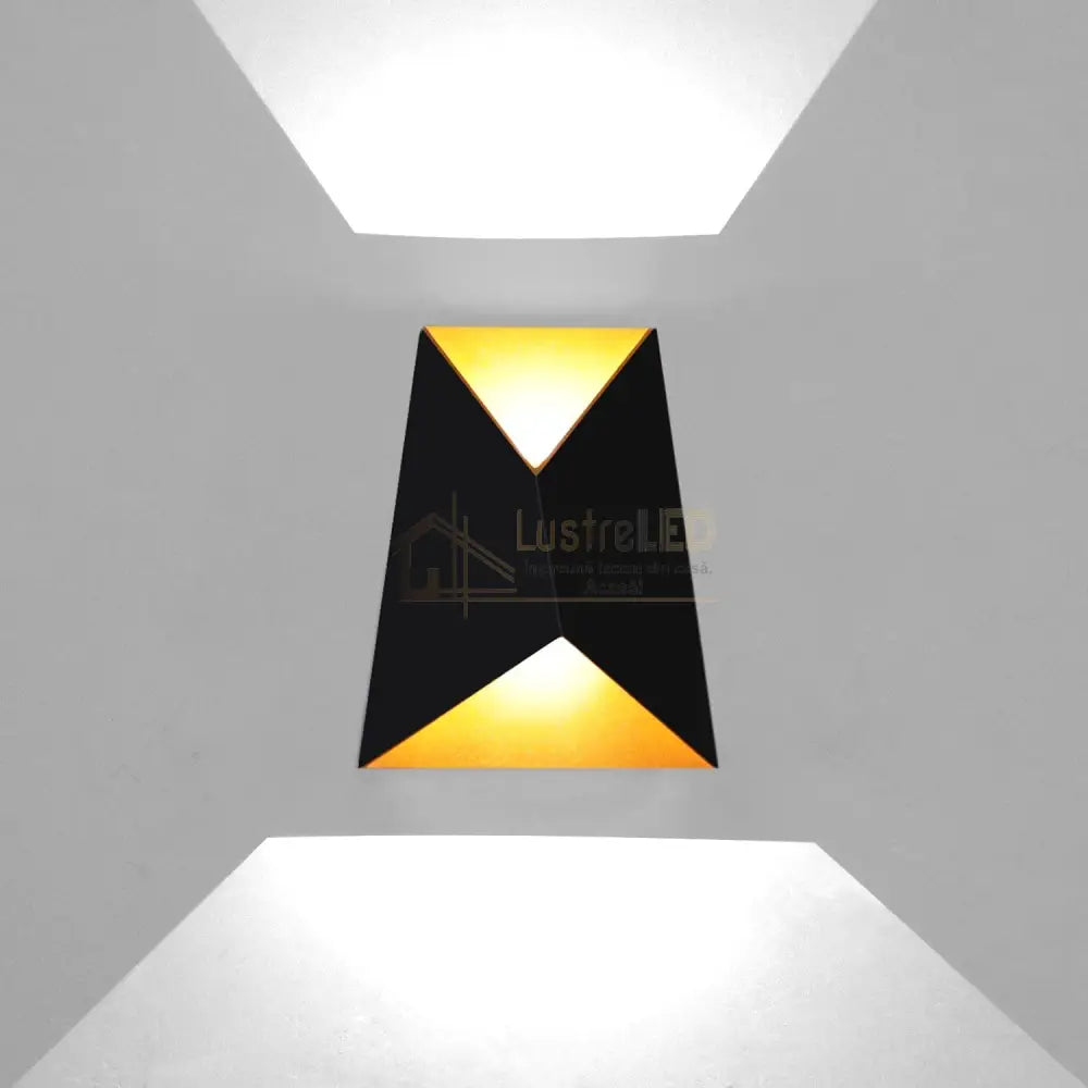 Aplica Led 10W Exterior Prisma Neagra Fy-666A/Bk + Gd Lighting Fixtures