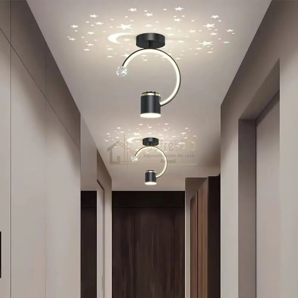 Aplica Led 28W New Design Proiectie Stelute Pe Tavan Minimalist Design / Aplica Perete Tavan Neagra
