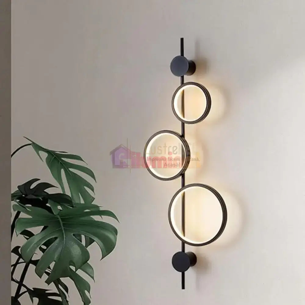 Aplica LED 40W TRIPLE ROUND BLACK 3 Functii lustreled.ro