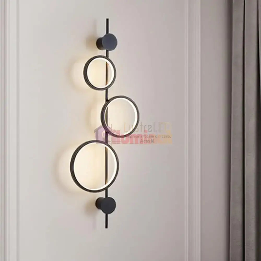 Aplica LED 40W TRIPLE ROUND BLACK 3 Functii lustreled.ro