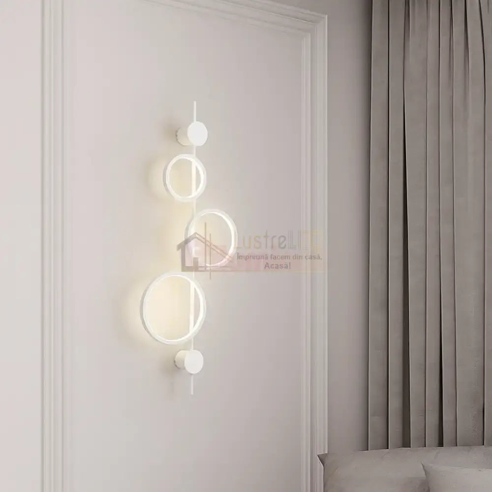 Aplica LED 40W TRIPLE ROUND WHITE 3 Functii APLICA PERETE / CIRCLE DESIGN / ALBA Wall Light Fixtures