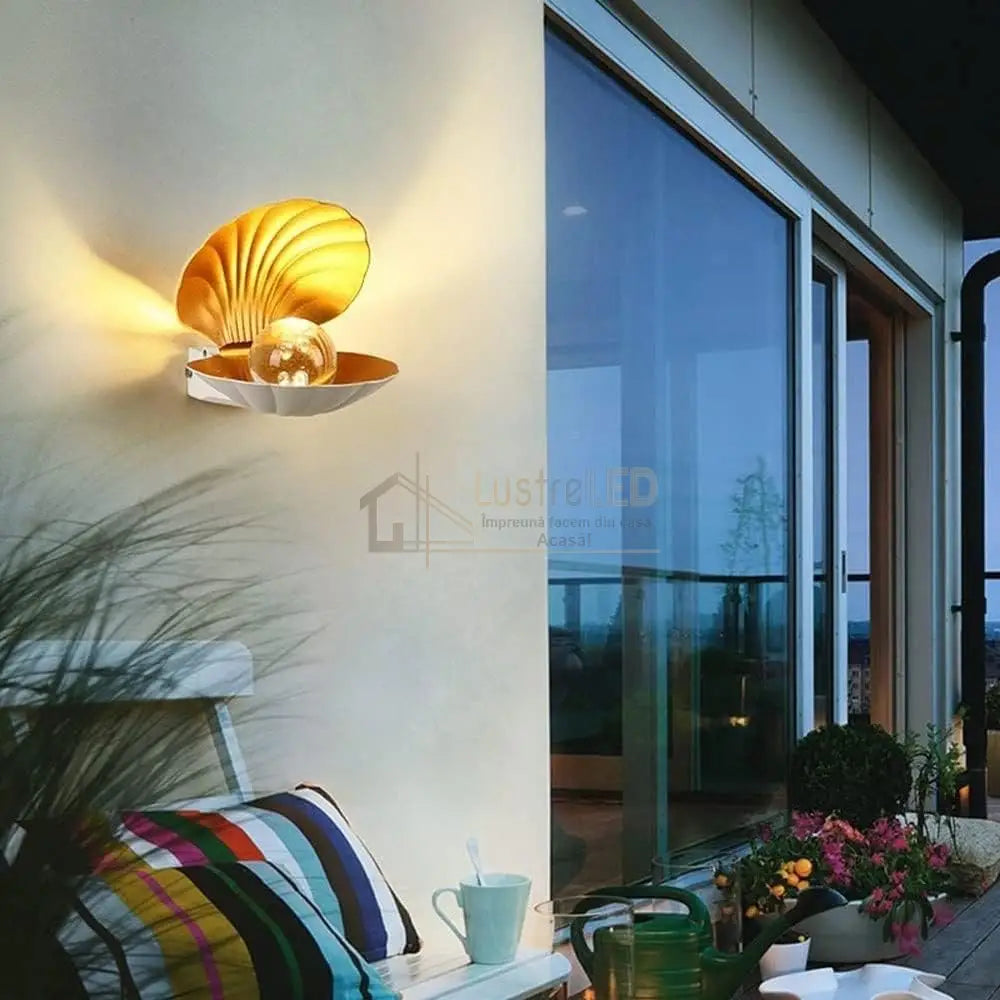 Aplica Led 6W Oyster Exterior Alba / Aplica Perete Alb Cald Wall Light Fixtures